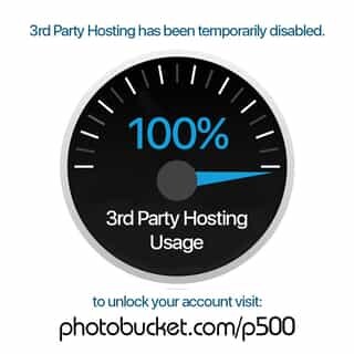 Anzeige zeigt 100-prozentige Drittanbieter-Hosting-Nutzung mit Photobucket-Hinweis