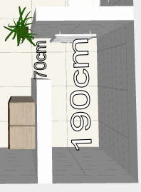 3D Küche und Essbereich Grundriss mit Insel, Pflanze und Möbeln