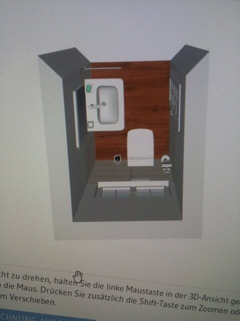 Kompaktes 3D-Bad mit Waschbecken und Toilette