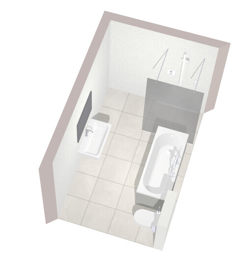 Kleine Badezimmeransicht mit Toilette, Waschbecken, Dusche und Badewanne