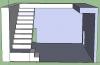 3D-Hausgrundriss mit Treppe links und klarer Raumaufteilung