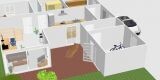3D-Hausgrundriss mit Innenräumen und Wänden