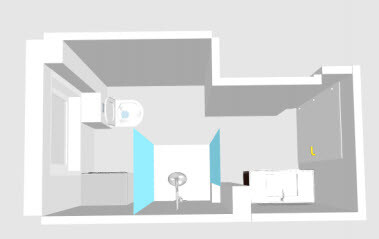 Topansicht eines 3D-Grundrisses einer Wohnung