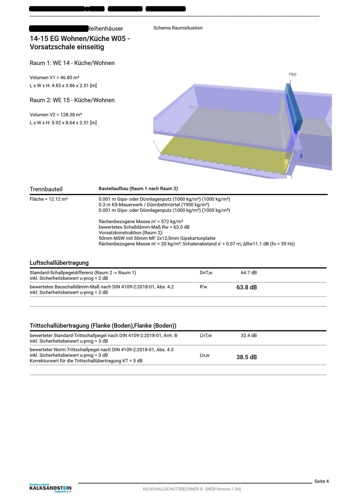 Schematische 3D-Darstellung zweier Räume mit farbigen Volumenflächen (blau/lila, gelb).
