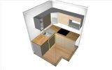 3D-kuechenrendering-einer-kleinen-eckkueche-mit-weiss-ober-schraenken-holzfussboden-und-grauer-wand