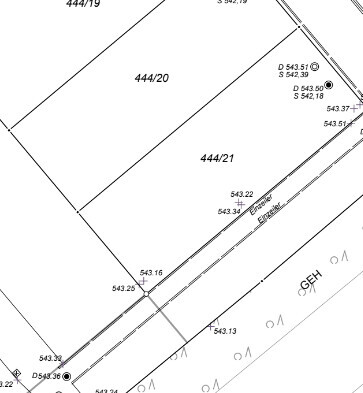 Lageplan eines Grundstücks mit Parzellen 444/19 bis 444/21 an einer Straße