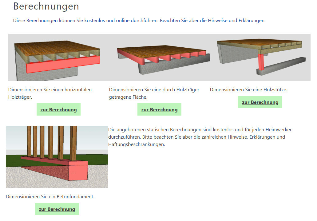Dimensionierung eines horizontalen Holztraeger ueber Fundament im Rohbau