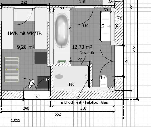 ᐅ Grundriss Bad mit 13 qmSeite 2 | Erfahrungen von Bauherren und
