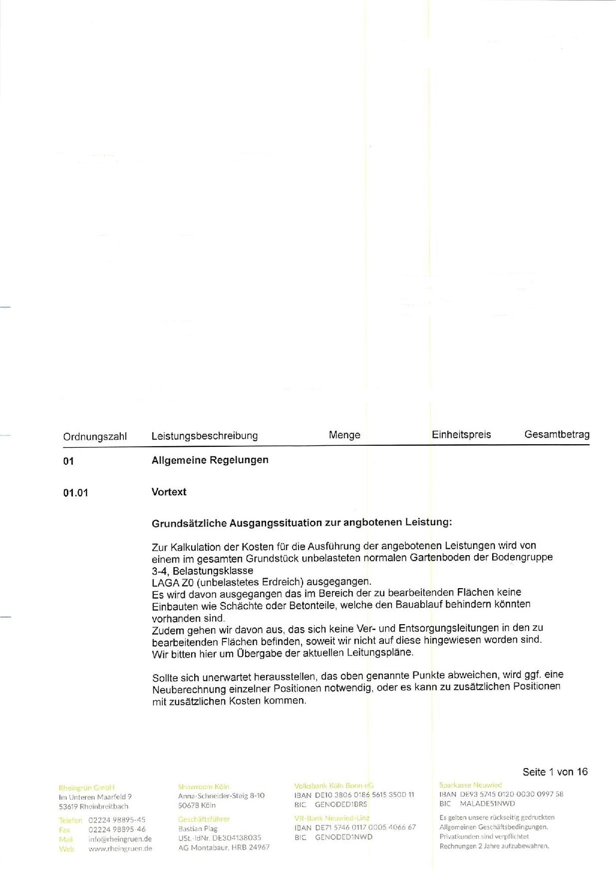 Dokumentenseite mit Allgemeine Regelungen und Fließtext im unteren Bereich