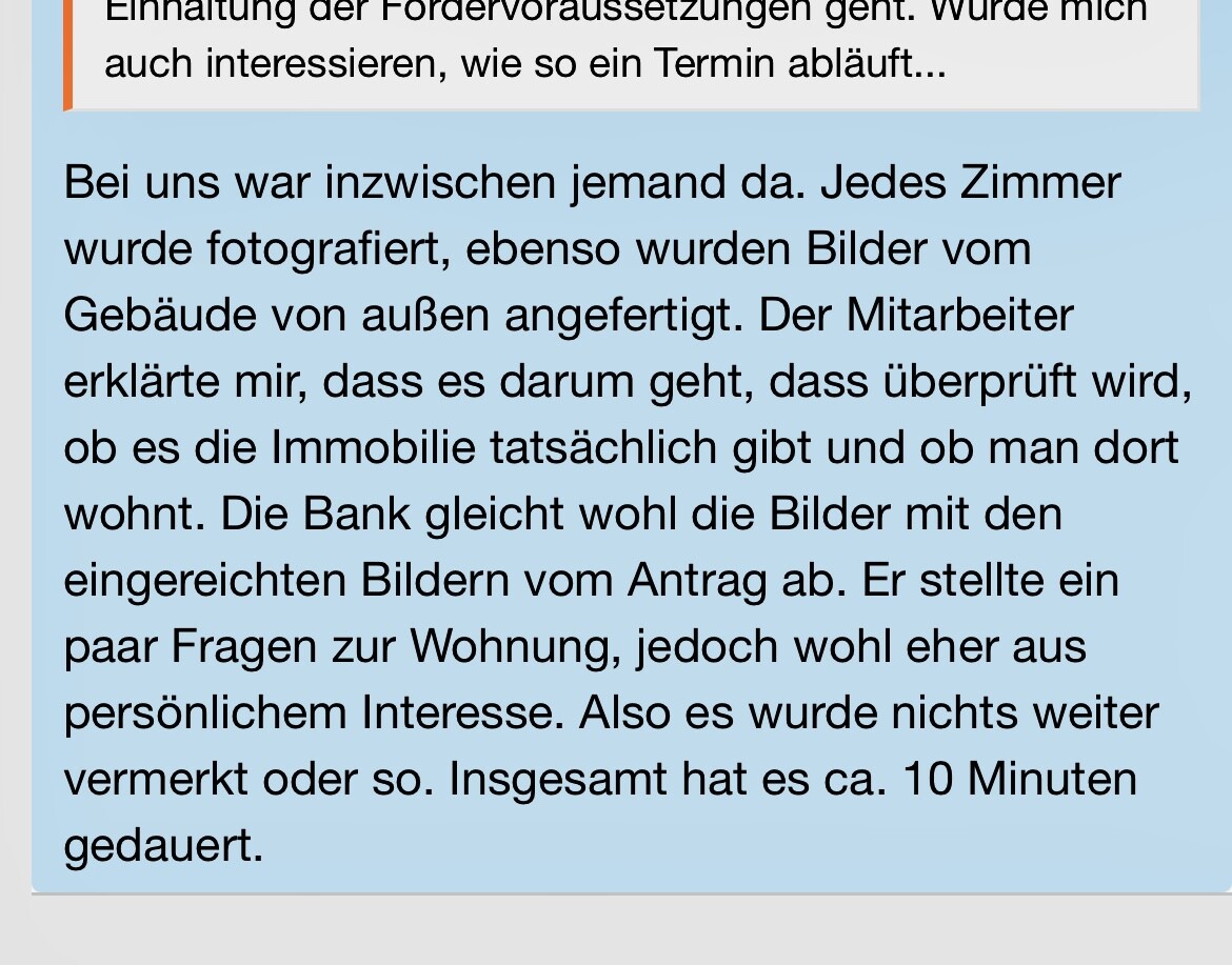 Blaues Textfeld mit kurzer Beschreibung: Bank prüft Immobilienfotos und Unterlagenabgleich.