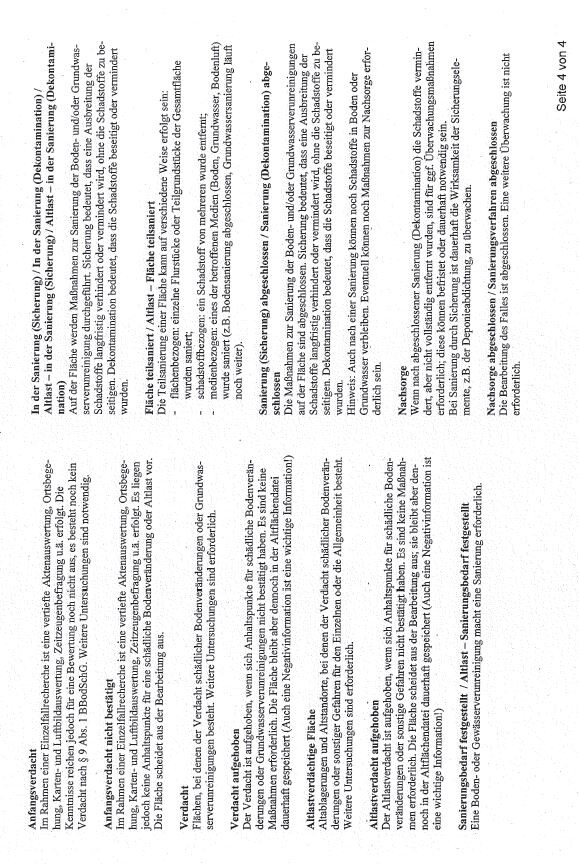 Seite 4 von 4 eines Dokuments zur Bodensanierung, Text in mehreren Spalten.