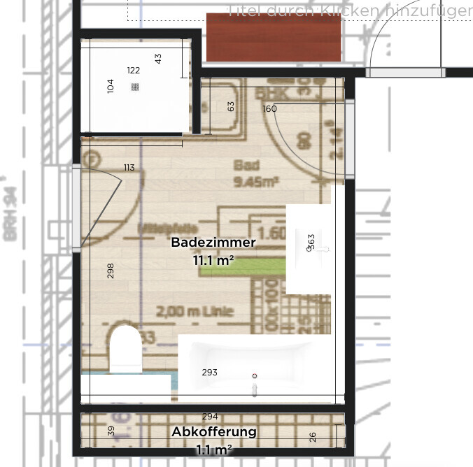 Badezimmer Grundriss mit Badewanne und Toilette im Plan