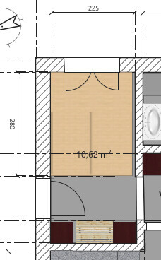 Badezimmer Grundriss mit Toilette und Tür im Plan