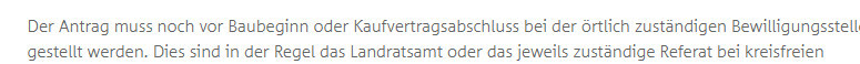 Textseite mit Hinweisen zum Bauantrag und zuständiger Bewilligungsstelle