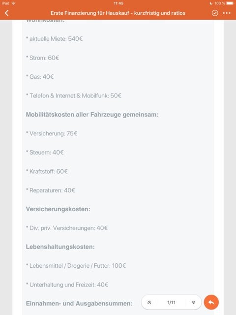 Monatliche Ausgaben: Miete, Strom, Gas, Mobilität, Versicherung, Lebensmittel, Freizeit.