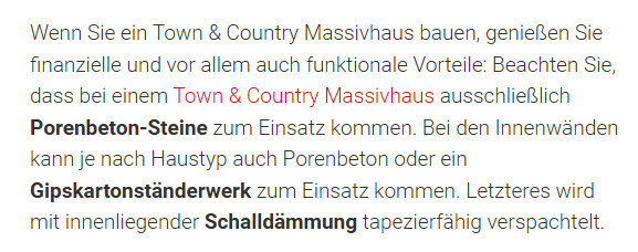 Textbasiertes Bau-Dokument mit Porenbeton-Steinen, Gipskartonständerwerk und Schalldämmung.