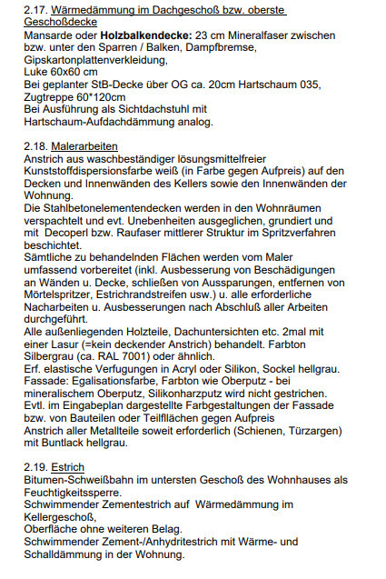 Dokument mit technischen Details zur Wärmedämmung von Dachgeschossdecken.