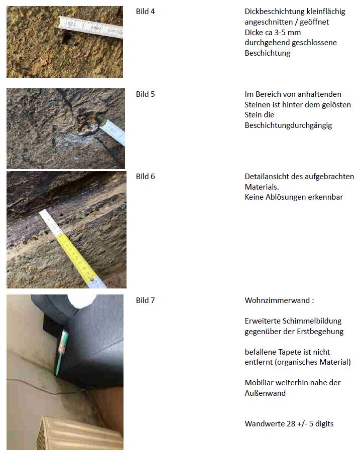Bodenprobe mit Maßband; Dickbeschichtung ca. 3–5 mm sichtbar