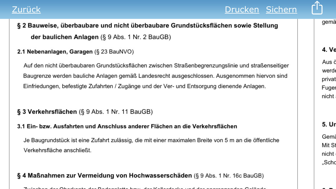 Ausschnitt eines Gesetzestextes zu Bauweisen, Nebenenanlagen und Verkehrsflächen (BauGB/BauNVO).