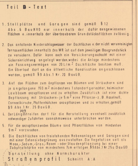 Dokumentenseite mit Text zu Bauvorschriften Teil B Stellplätze und Garagen