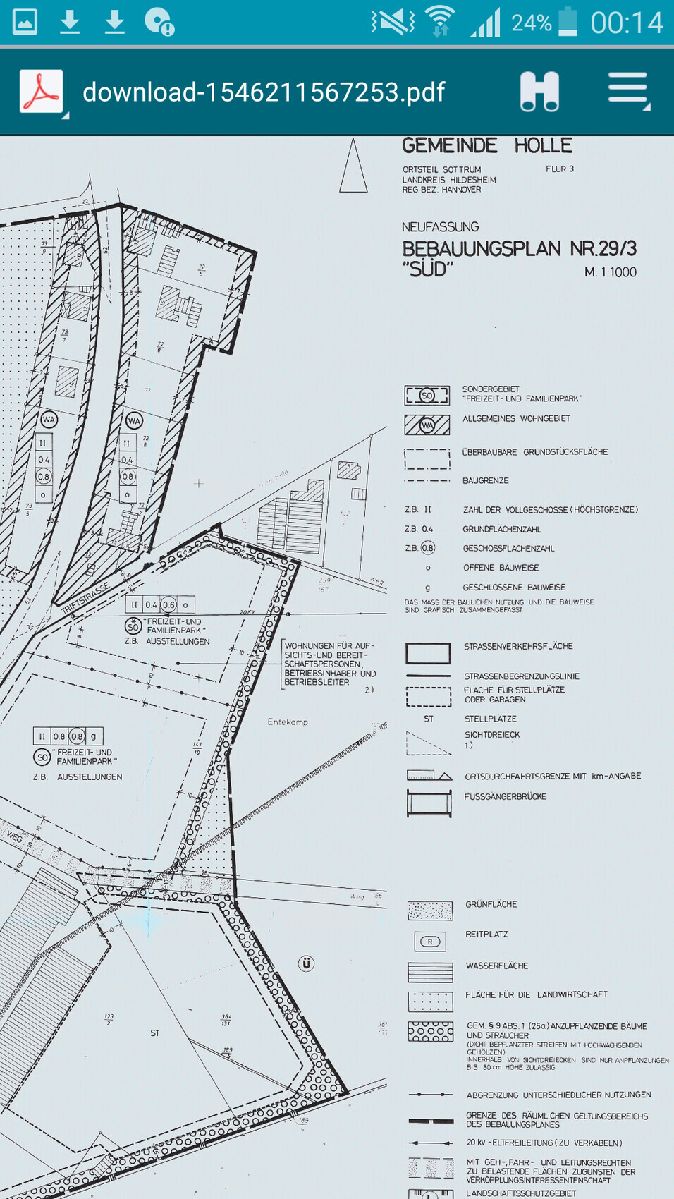 Detaillierter Bebauungsplan-Grundriss mit Baugrenzen und Beschriftungen