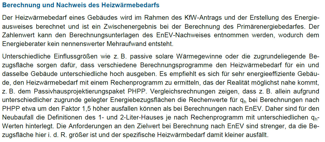 Berechnung und Nachweis des Heizwärmebedarfs eines Gebäudes, KfW-Antrag, EnEV.