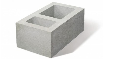 Grauer Beton-Hohlblockstein mit zwei Hohlkammern