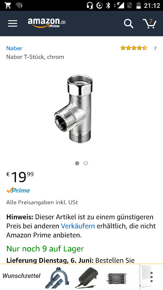 Chrom-T-Stueck aus Metall mit drei Gewinden als Sanitär-Wasserleitungsverbinder