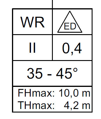 Technische Zeichnung eines Dachplans mit Firsthöhe, Traufhöhe und Dachneigung 35-45°