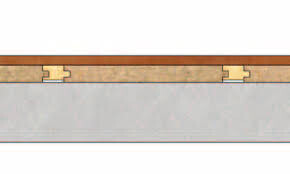 Querschnitt Bodenaufbau mit Holzdecke, Dämmung und Fundament