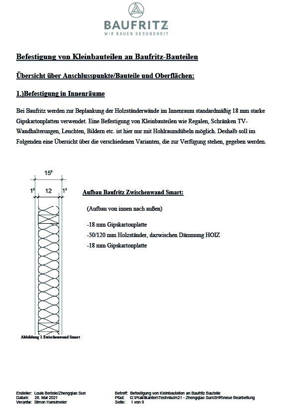 Skizze des Wandaufbaus Zwischenwand Smart mit 18 mm Gipskartonplatte und Holzständern.