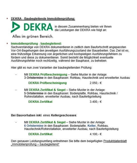 DEKRA baubegleitende Immobilienprüfung: Dokument mit Prüfschritten und Zertifikat