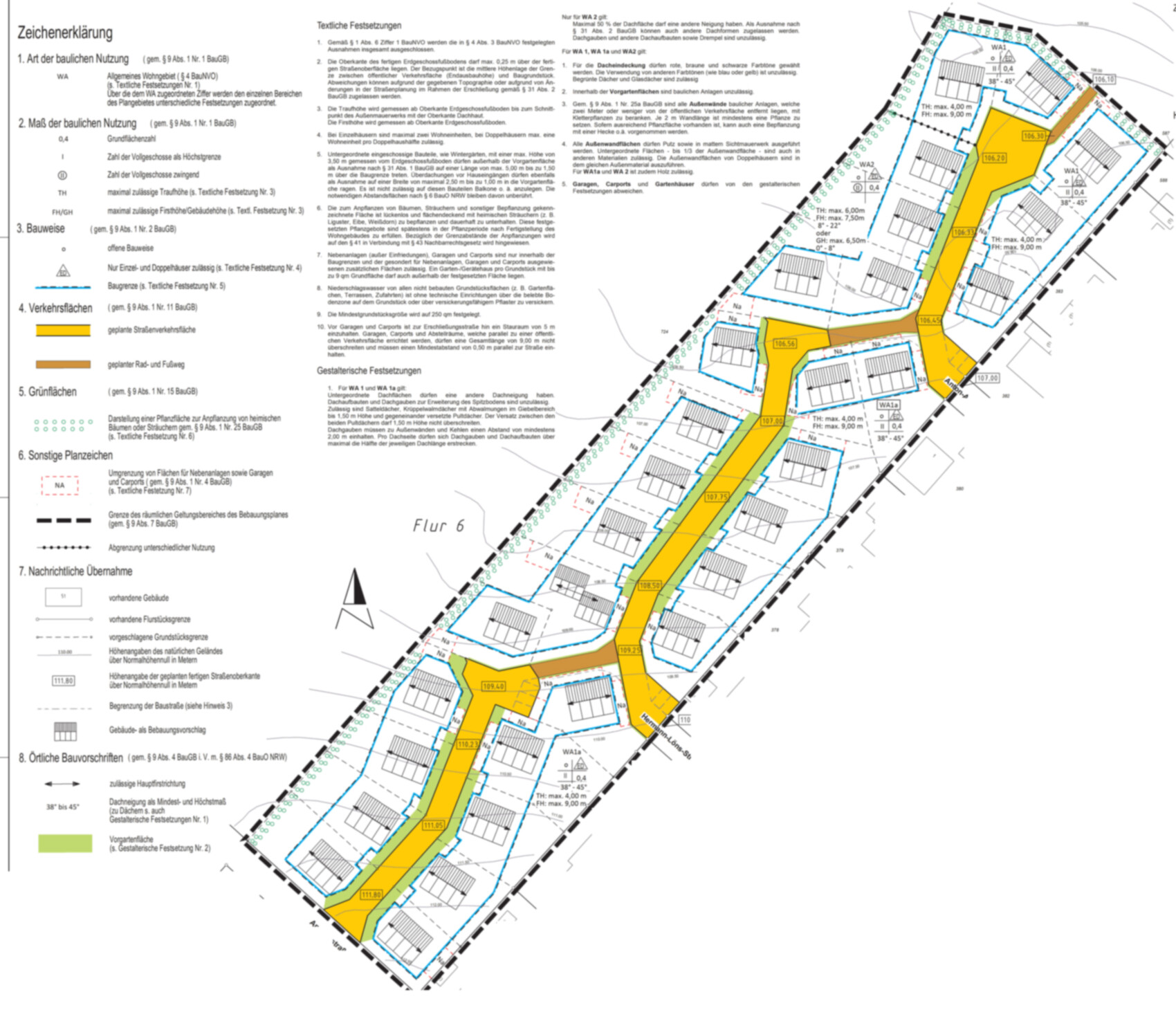 Detaillierte Grundstücksplanung und Hausbau-Landschaftsplan mit Parzellen und Wegen