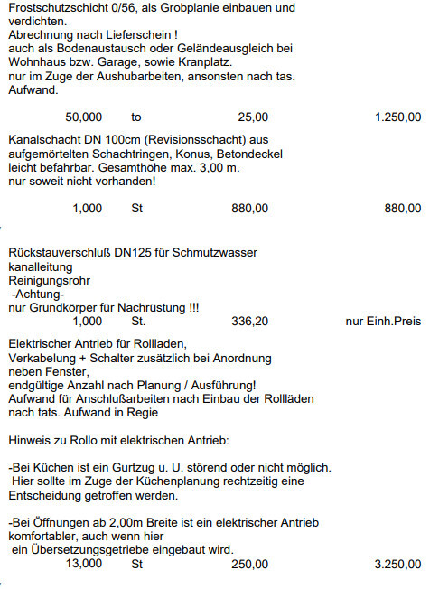 Baudokument: Frostschutzschicht, Kanalrohr DN 100, Rückstausverschluss, elektrischer Antrieb.