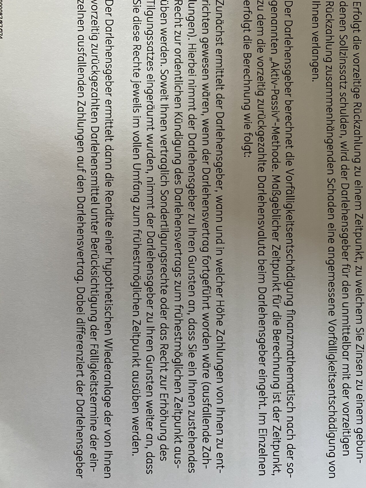 Eine Seite mit dichtem Fließtext auf Deutsch über Kreditvergabe, Rückzahlung und Verbraucherschutz.