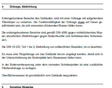 Hinweise zu Dränage und Abdichtung am Gebäudefundament