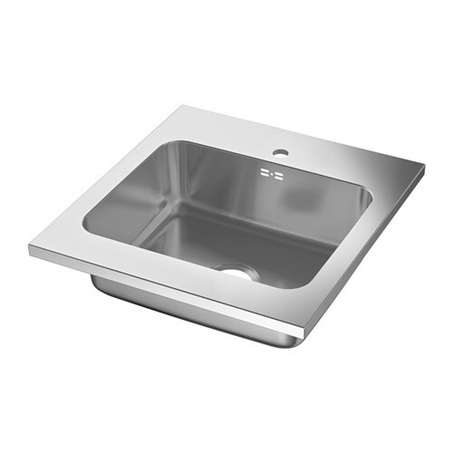 Edelstahl-Spuelbecken mit rechteckigem Becken und flachem Rand für Küche