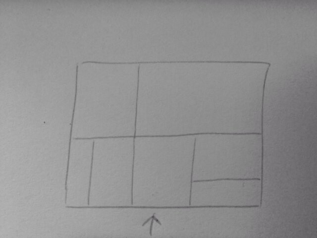 Handgezeichnete Grundriss-Skizze eines Hauses mit Raumaufteilungen