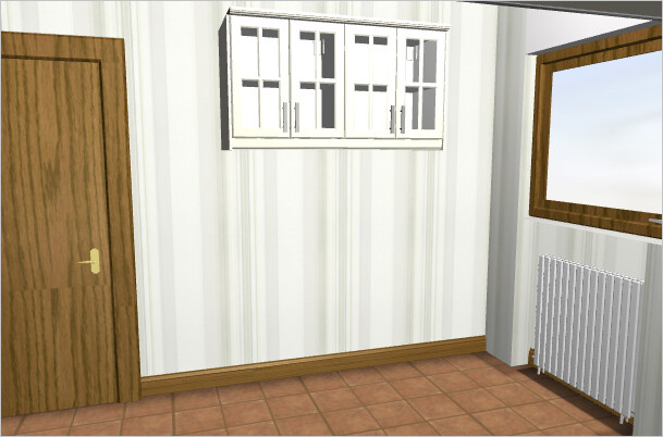 Heller Flur/Eingangsbereich mit Holztür, Fenster, Heizkörper und Fliesenboden.