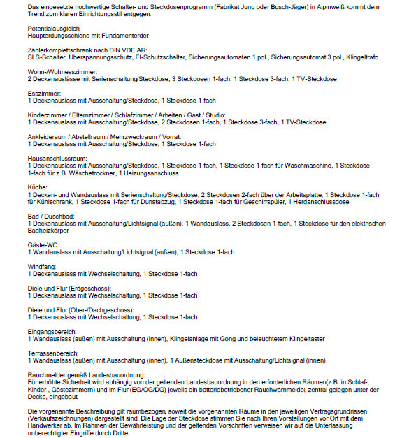Dokument mit Elektroinstallationsplan: Zähler, Steckdosen, Schalter, Räume.