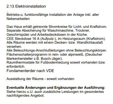 Dokument zur Elektroinstallation mit Betrieb und Funktionsfähigkeit der Anlage