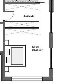 Grundriss eines Elternschlafzimmers mit Ankleide