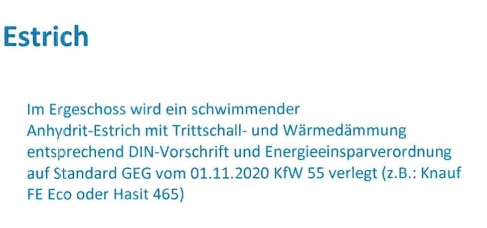 Estrich-Logo; schwimmender Anhydrit-Estrich im Erdgeschoss mit Trittschalldämmung und Wärmedämmung.