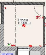 2D-Grundriss: Fitnessraum ca 12,8 m2 im Grundrissplan