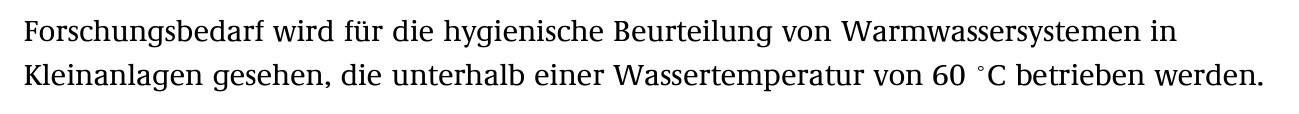 Textfolie zu Hygienebeurteilung von Warmwassersystemen in Kleinanlagen unter 60 °C