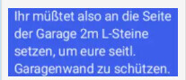Anleitung zur Platzierung von L-Steinen zum Schutz der Garagenwand an der Seite.
