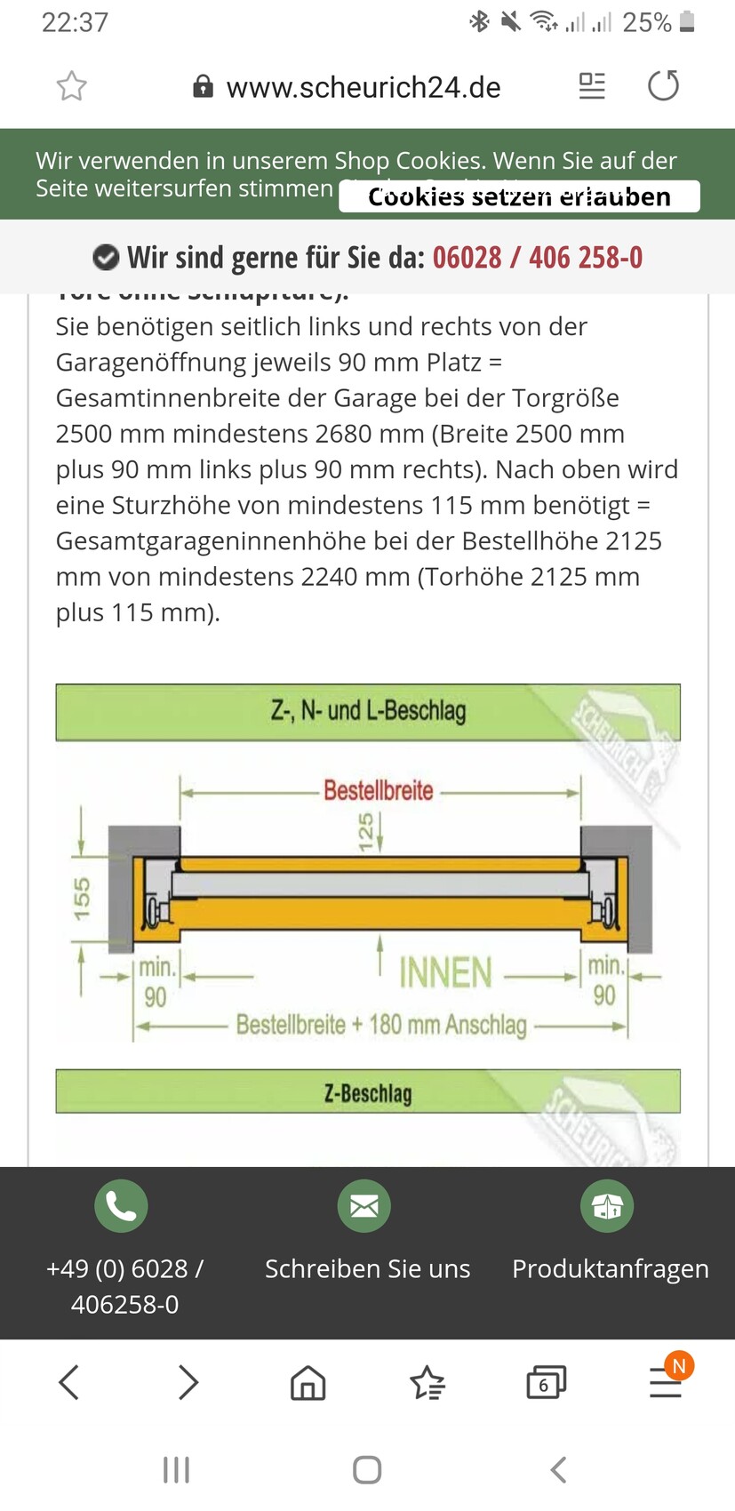 Technische Zeichnung eines Z-, N- und L-Beslags mit Maßen und Bestellbreite.