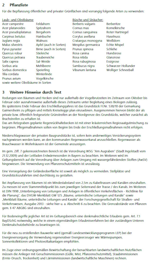 Pflanzliste mit Laub- und Obstbäumen für Garten- und Grundstücksplanung.