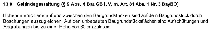 Abschnitt Geländegestaltung: Höhendifferenzen ausgleichen, Aufschüttungen bis 80 cm.