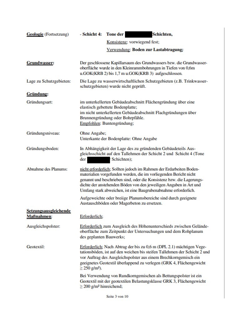 Technische Geologie-Seite mit Text zu Grundwasser, Gründung und Schutzmaßnahmen.